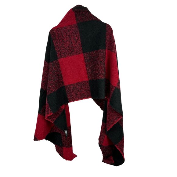 Charlie Paige Buffalo Plaid Red & Black Shawl Wrap - Picture 2 of 4